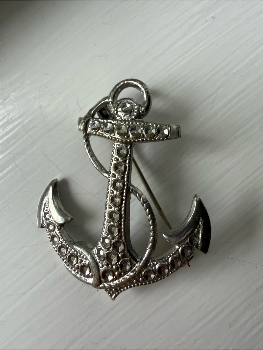 Silver Anchor Brooch/Pin- Decorative Nautical Anchor